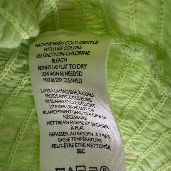 Free People Marigold Top in Key Lime Combo Smocked half Sleeve Cropped top green - Picture 12 of 13